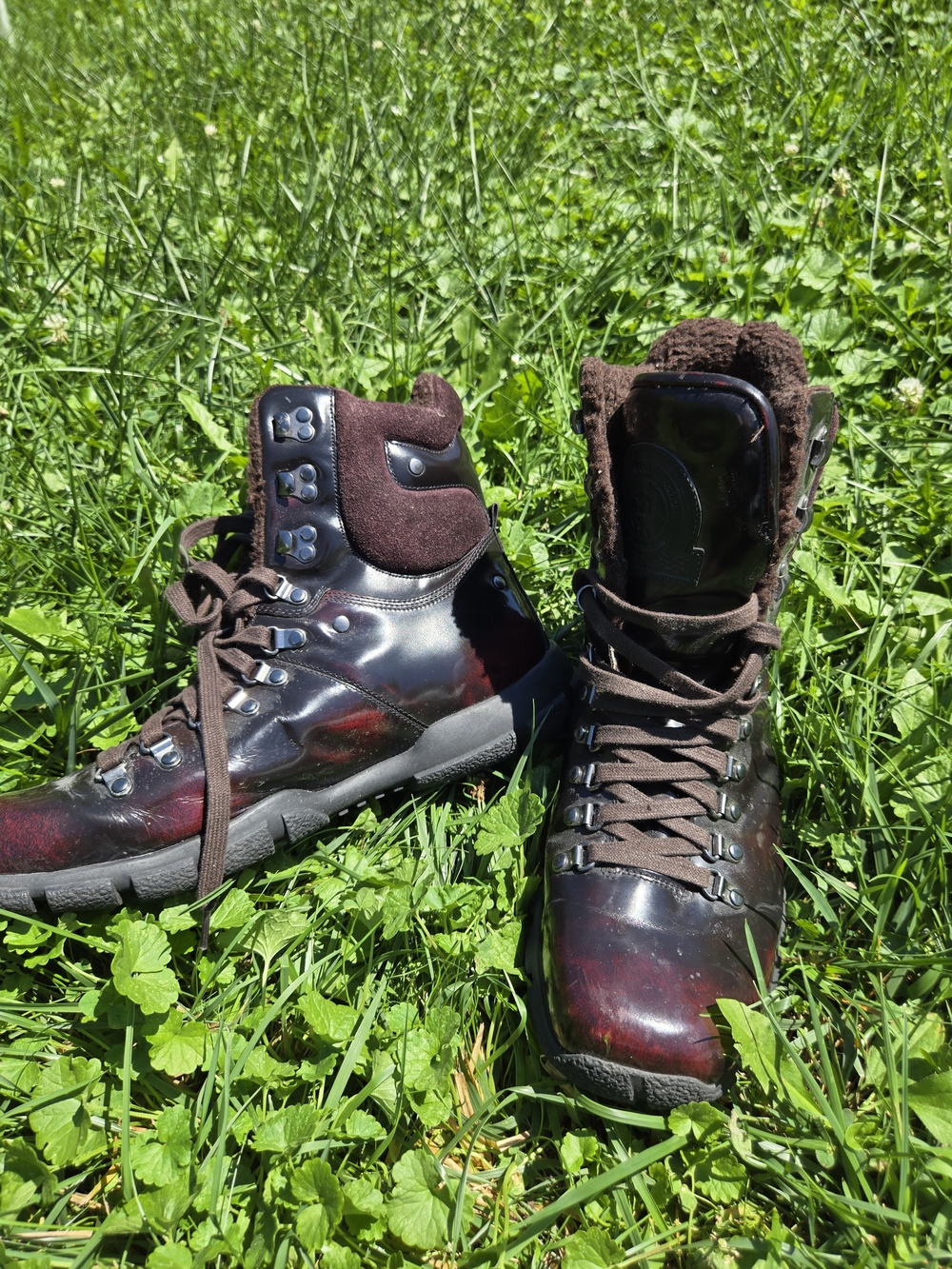 Kenneth Cole Reaction Mens Boots Size 12M Burgundy Leather Lace Up Hiking